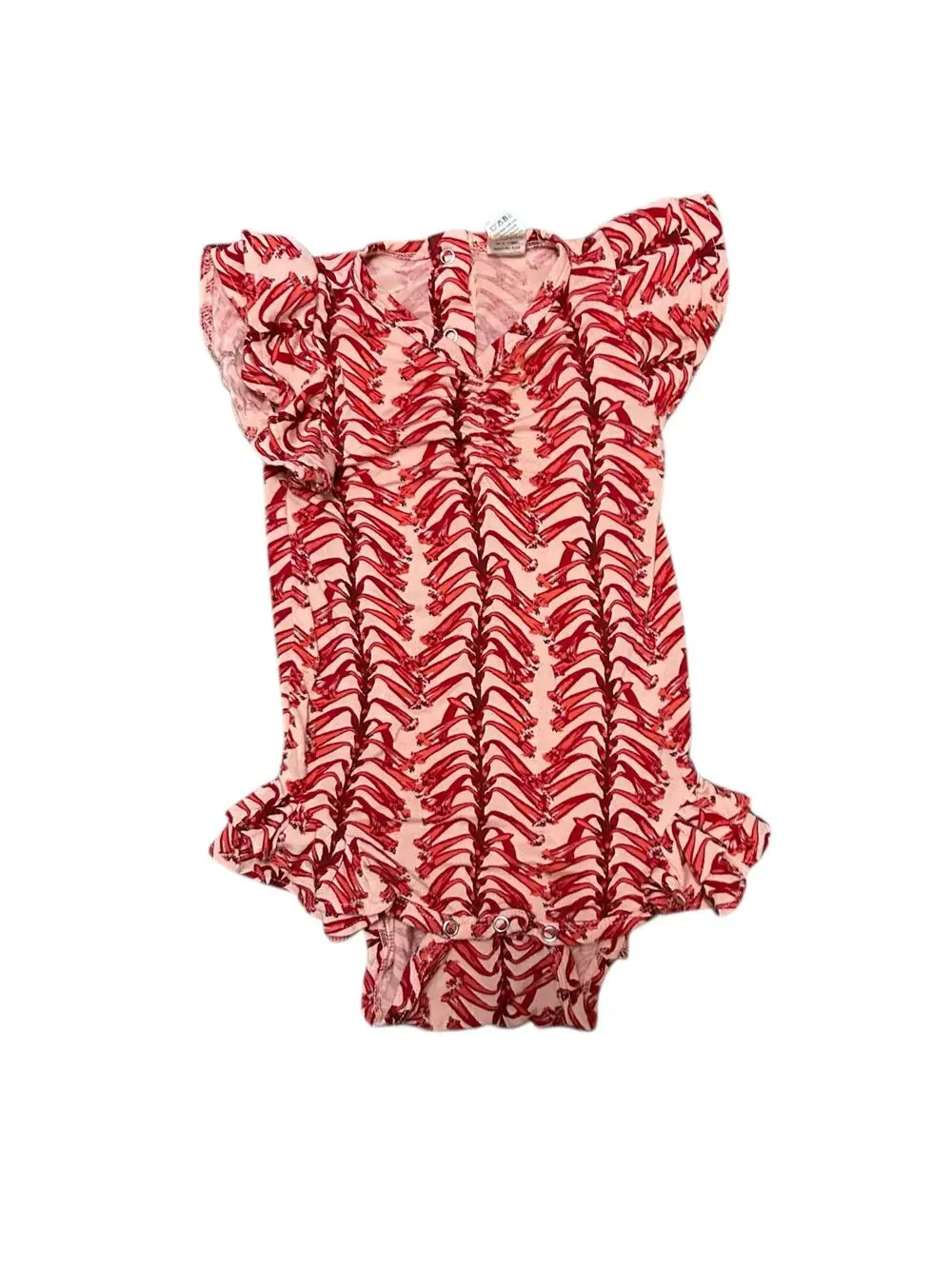 Kate Quinn Bamboo Ruffle Onesie 12-18 months Red Vine Summer Weight Bodysuit